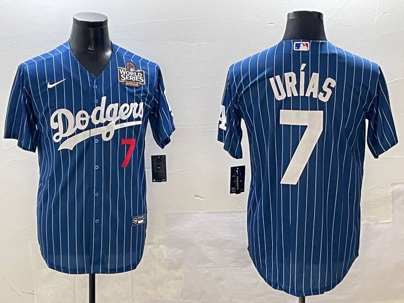 Men Los Angeles Dodgers #7 Urias Blue Stripe Fashion Game 2025 Nike MLB Jersey style 3->los angeles dodgers->MLB Jersey